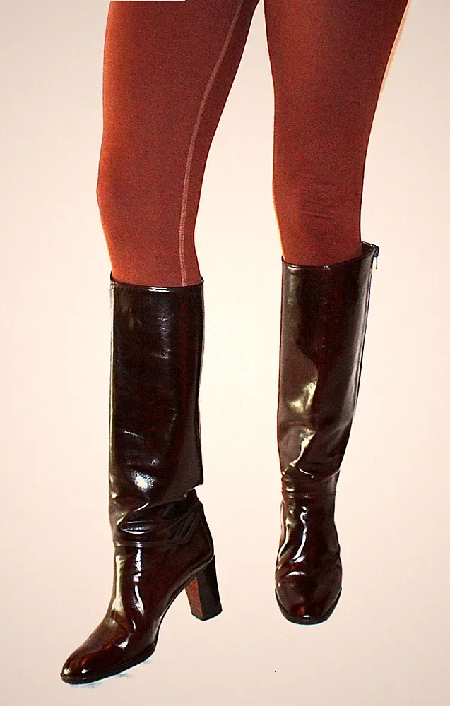EMELY 80er HANDMADE ITALY VINTAGE WEITSCHAFT DAMENSTIEFEL STIVALI BLOCK 41 #S9-4