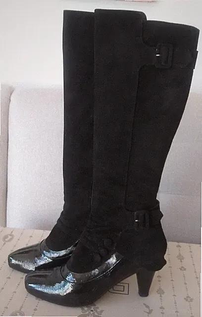 Engschaft-Stiefel von Duo Boots Gr. 41 schwarz aus Wildleder