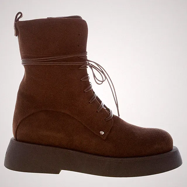 Ernesto Dolani damen schuhe Combat Boot Made in Italy Veloursleder Schlammbraun