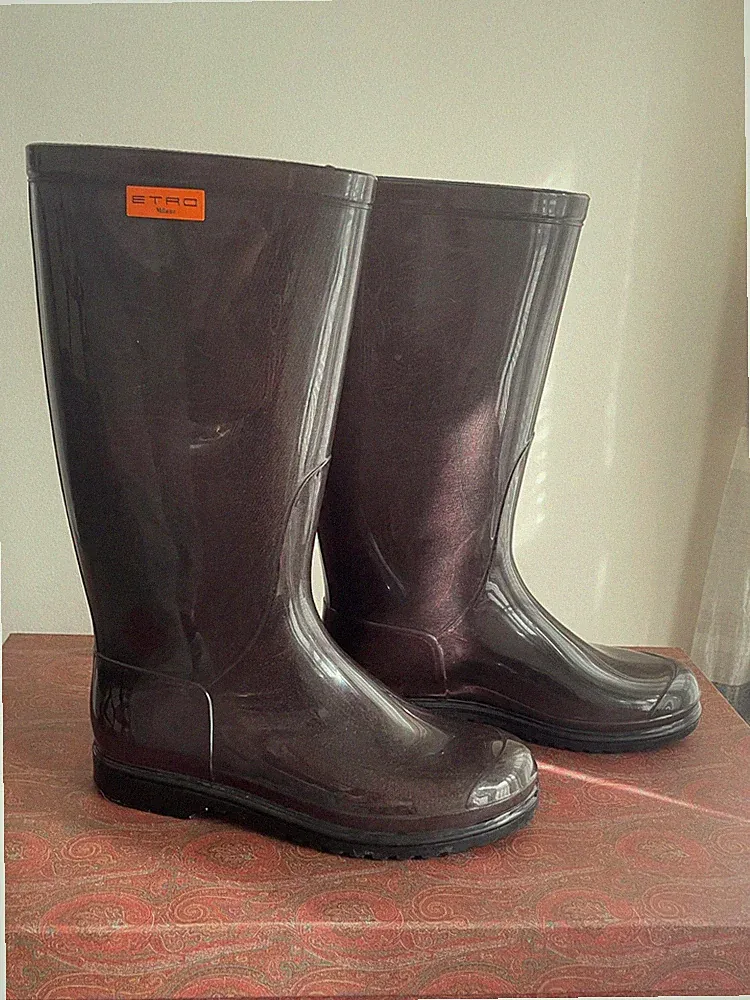 ETRO Milano Paisley Rubber Rain Boots EU 38 Gummistiefel Wellies Stiefel