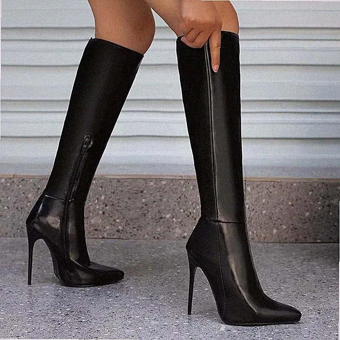EU 37 Stiletto High Heel Kniehohe Stiefel Spitz Kniehoch Stiefel Reißverschluss