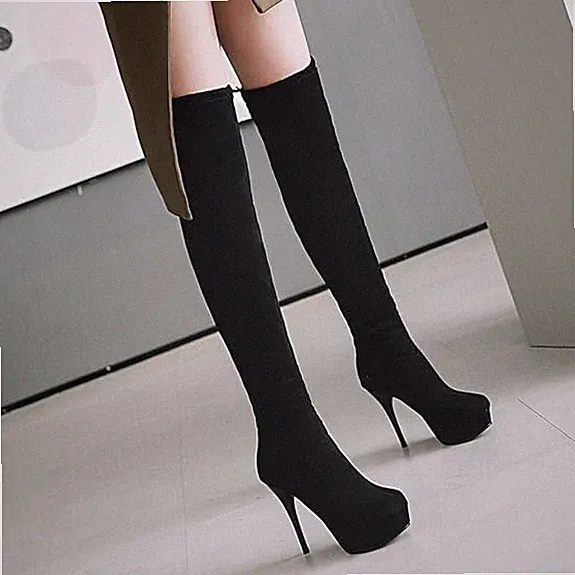 EUR 39 Damen Overknee Stiefel High Heel Plateau Stiletto Boots Schuhe