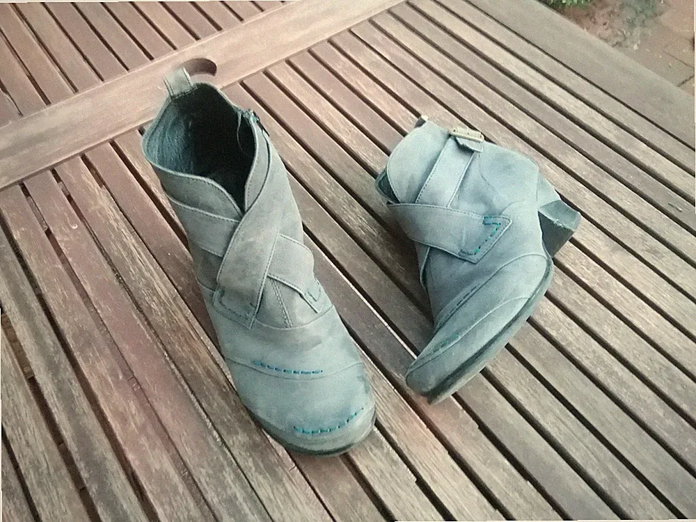 Everybody schicke Leder Stiefel Stiefeletten 7 grau blau Reißverschluss 40,5