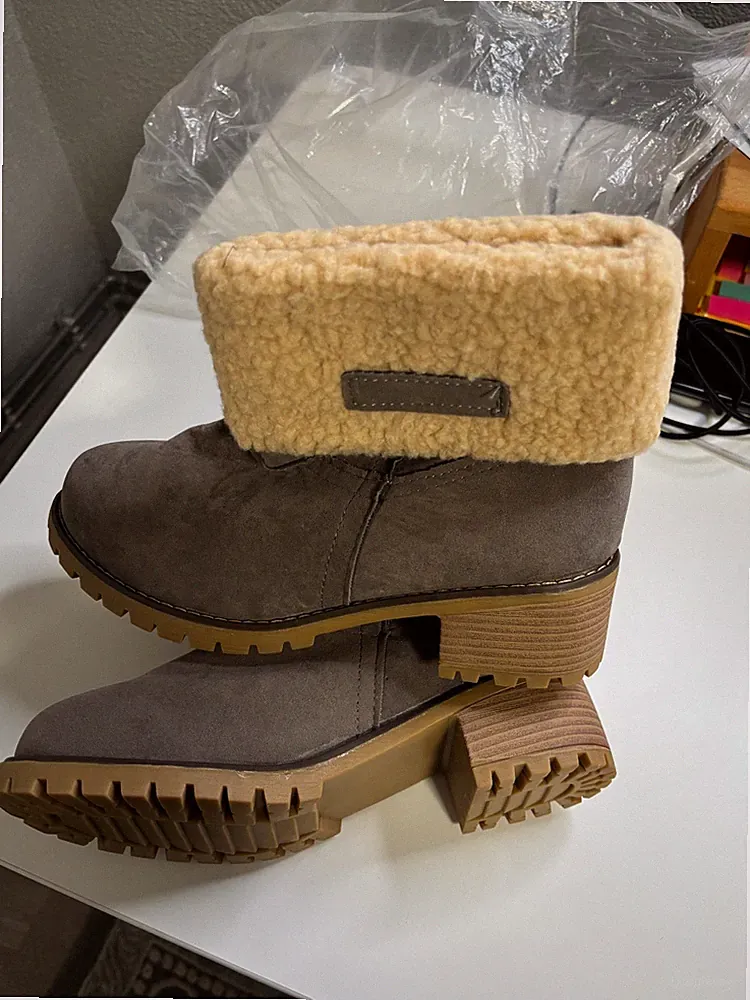 Faltbar Wildleder/Leder Stiefel Pull On Grau Braun Damen Gr.EUR 40 US 10