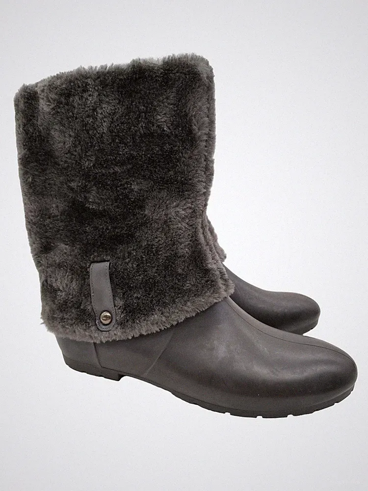 FARASION Gummistiefel Damen Stiefel Gr. DE 41 hellgrau schlichter Stil