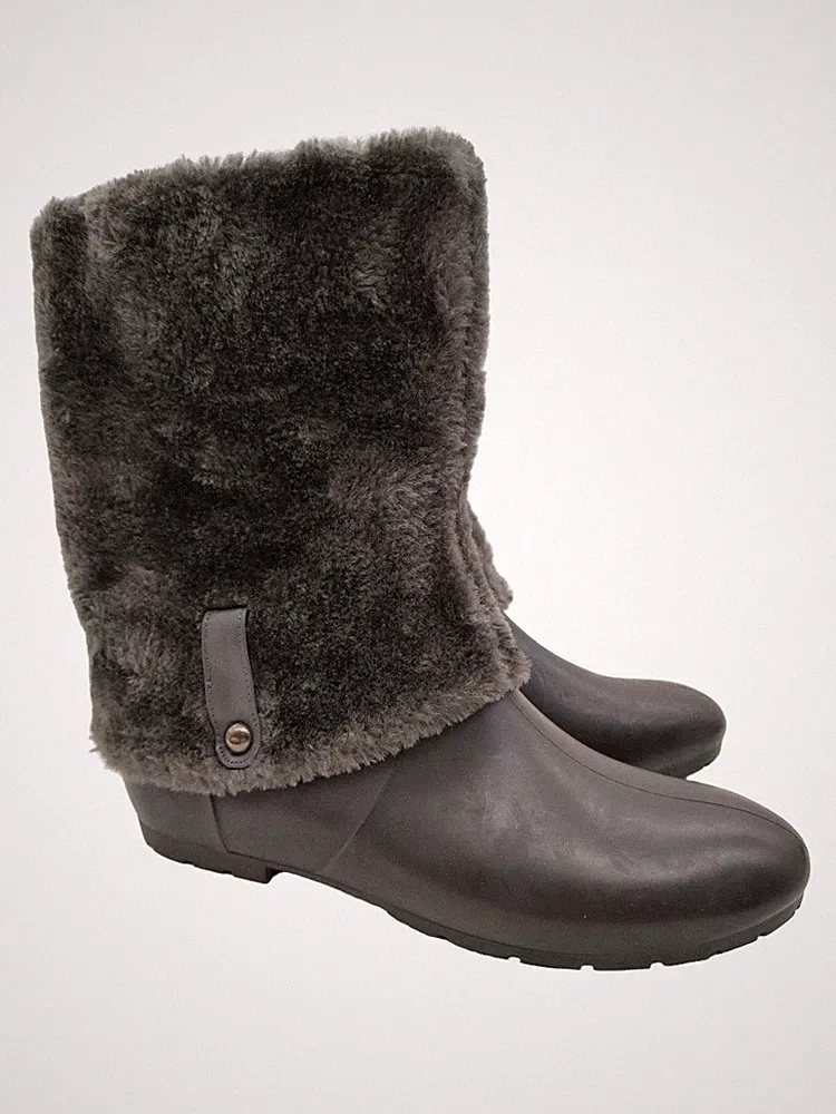 FARASION Gummistiefel Damen Stiefel Gr. DE 41 hellgrau schlichter Stil