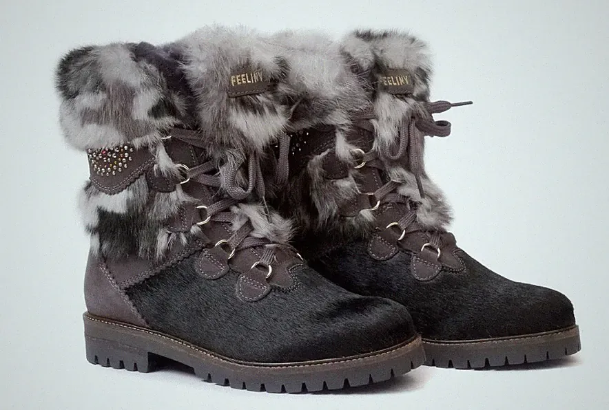 FEELINY Damen Stiefel 36 – Echtleder Winterstiefel – Italienische Handarbeit