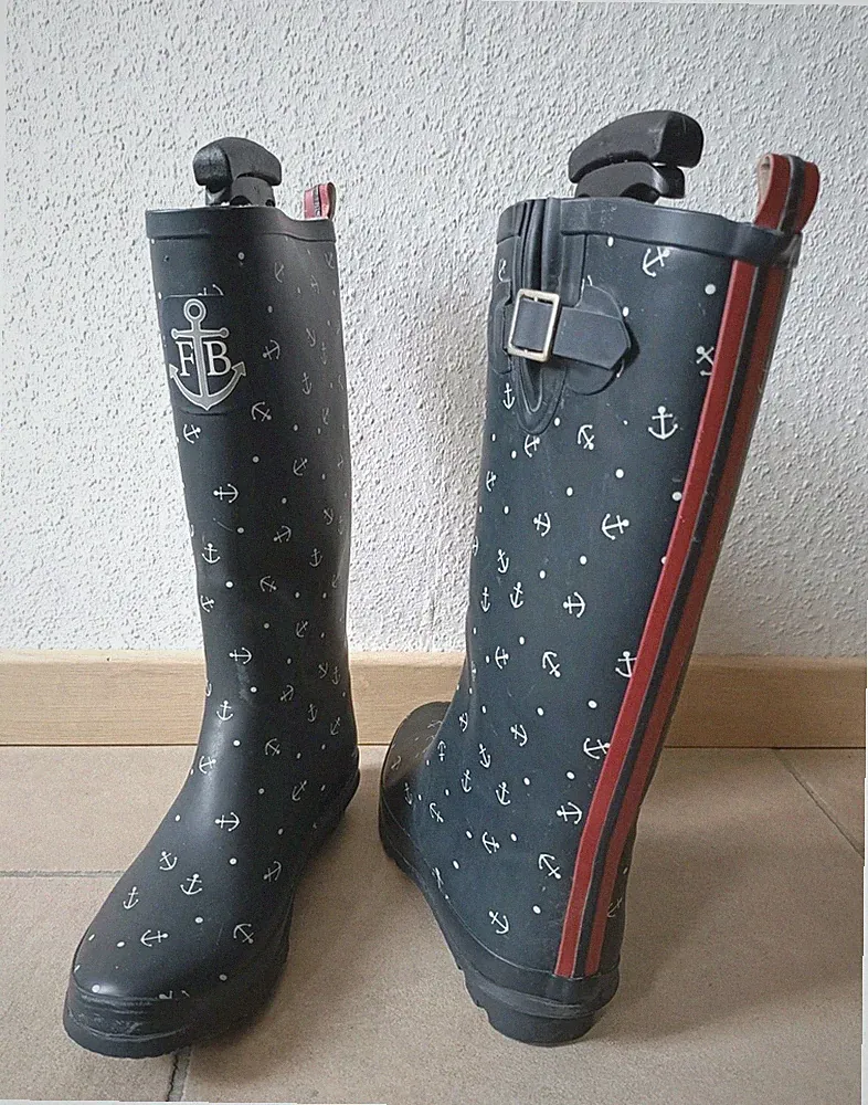 Felix Bühler Gummistiefel 40 Anker Blau Rot Schnalle Regen Stiefel