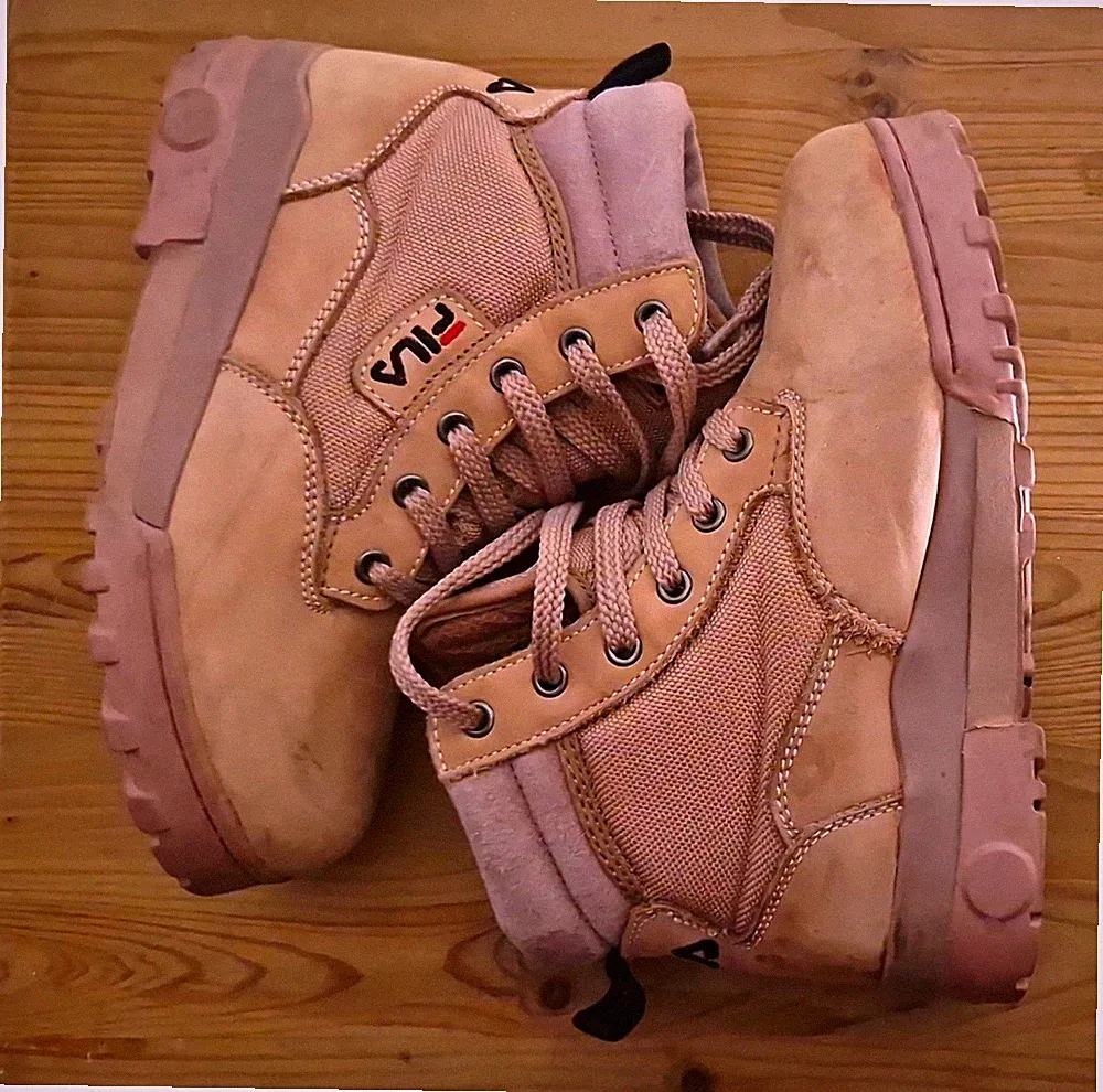 FILA Grunge Mid Damen Stiefeletten rosa Leder knöchelhoch EU 36/37 Schnürung