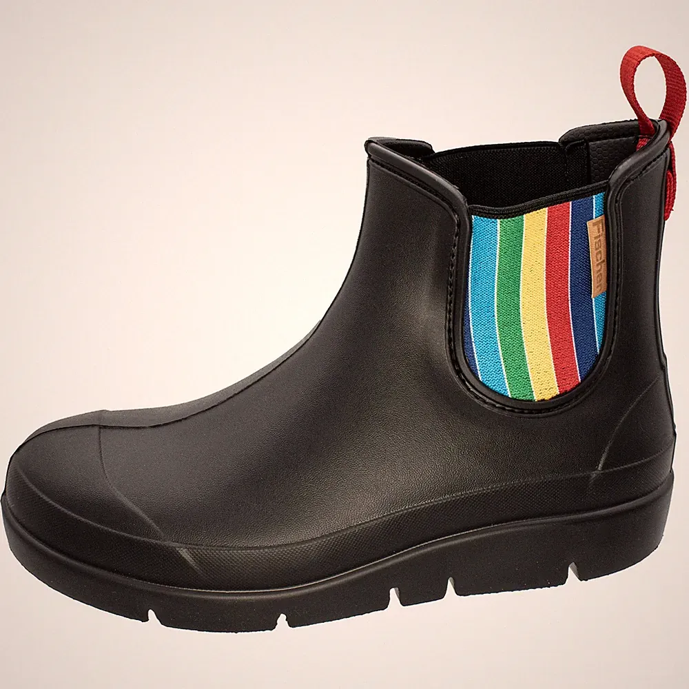 Fischer Damen Stiefelette Gummistiefel bunter Stretcheinsatz 201032