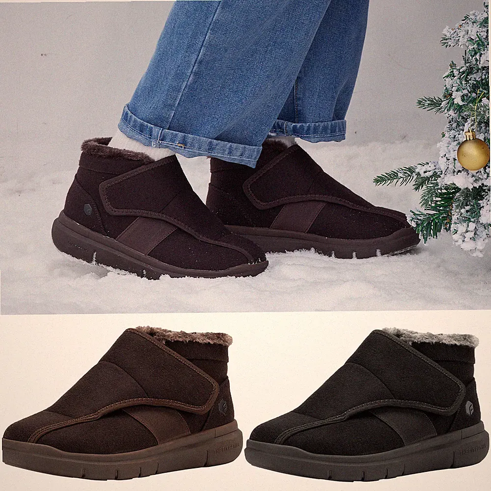 FitVille Extra Weit Warme Winterschuhe Damen mit Klettverschluss Winterstiefer