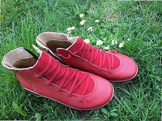 Flache Booties Reißverschluss Ankle Boots Stiefelette Rot Gr. 37