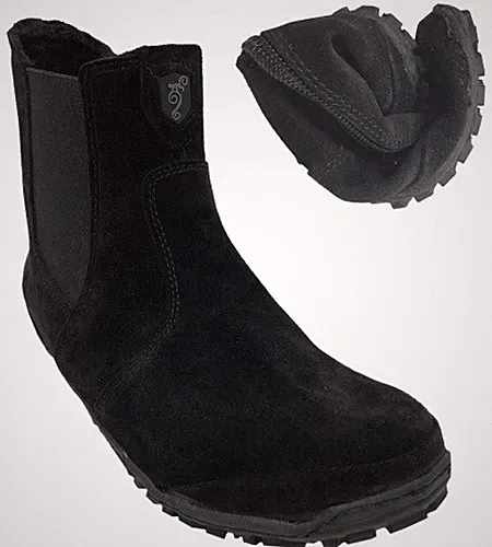 Flexible Barfußschuhe/ Chelsea Boots, Leder mit Filzfutter in SCHWARZ MAGICAL S