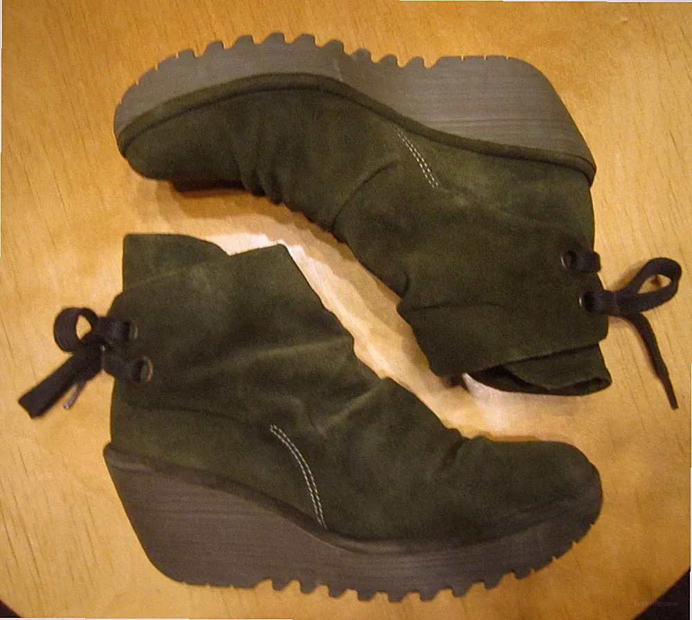 FLY LONDON Bootie Stiefeletten Plateau superbequem grün ECHT LEDER 38 Keil-Boots
