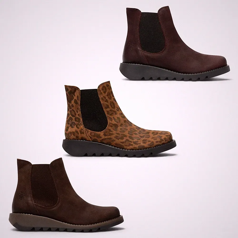 Fly London Damen SALV195 Chelsea Stiefelette Wildleder Wedge Boots