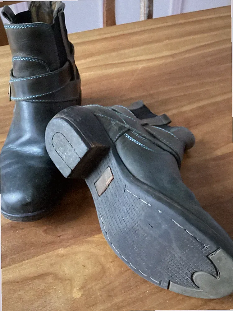 FLY London Designer Leder Stiefel 37 (UK 4 ) blau grün petrol chelsea boots