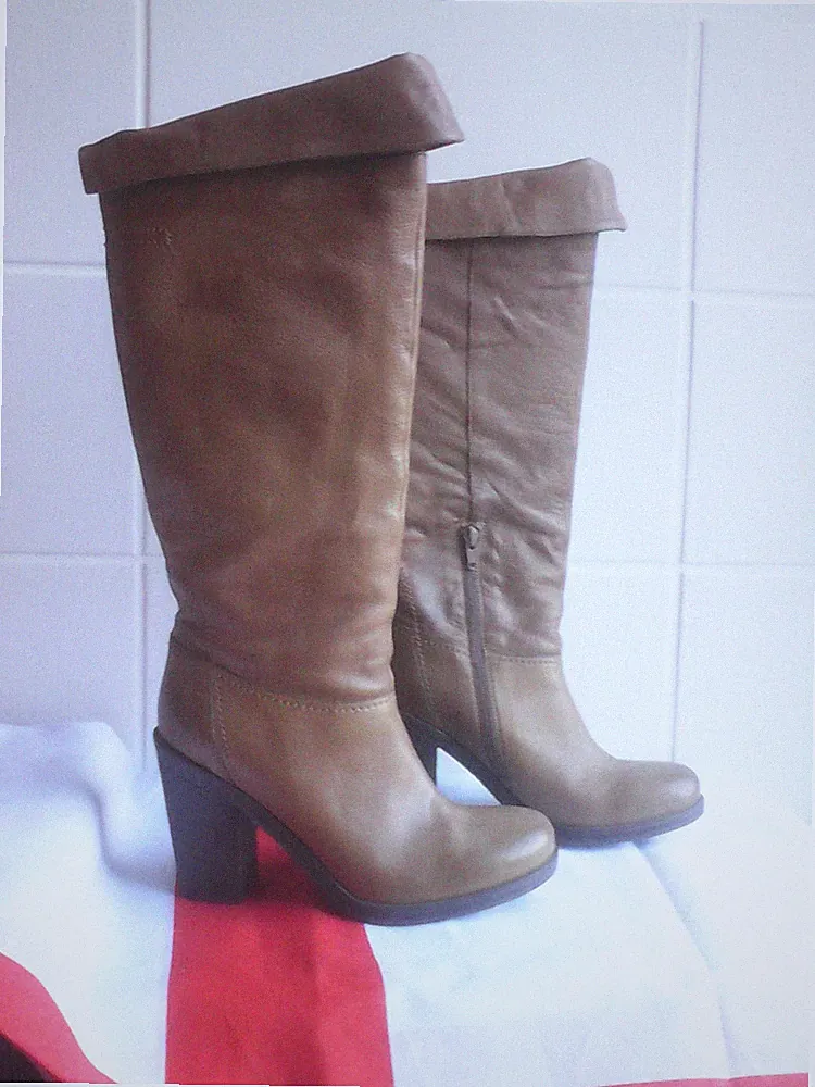 Formentini Damen-Stiefel (Boots) in Kamel mit 9,5cm Blockabsatz (Overknee)