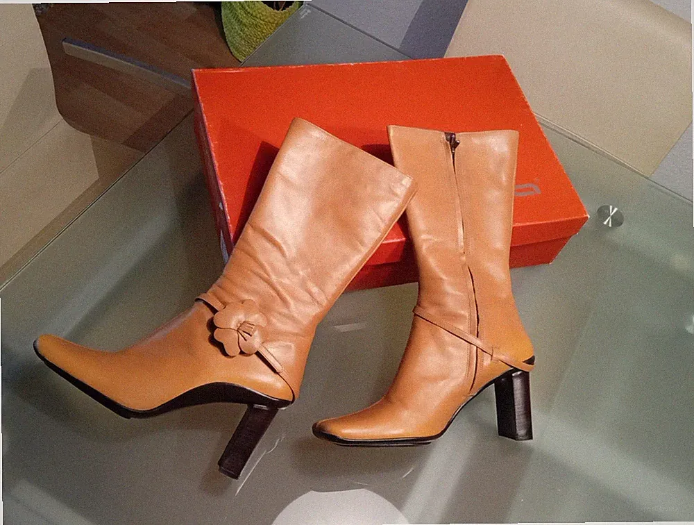 Fornarina Stiefel Gr 39 Braun Karamell Leder Gummisohle
