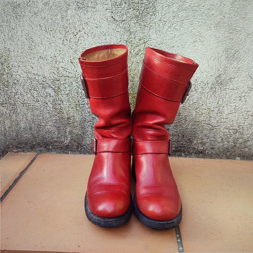 Free Lance Biker Stiefel 4Mid Strap Rot 36