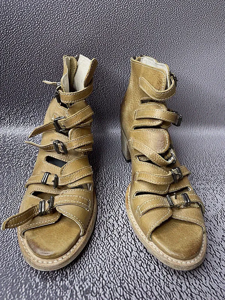 Freebird by Steven Quinn braune Damen-Ledersandalen Größe US 9