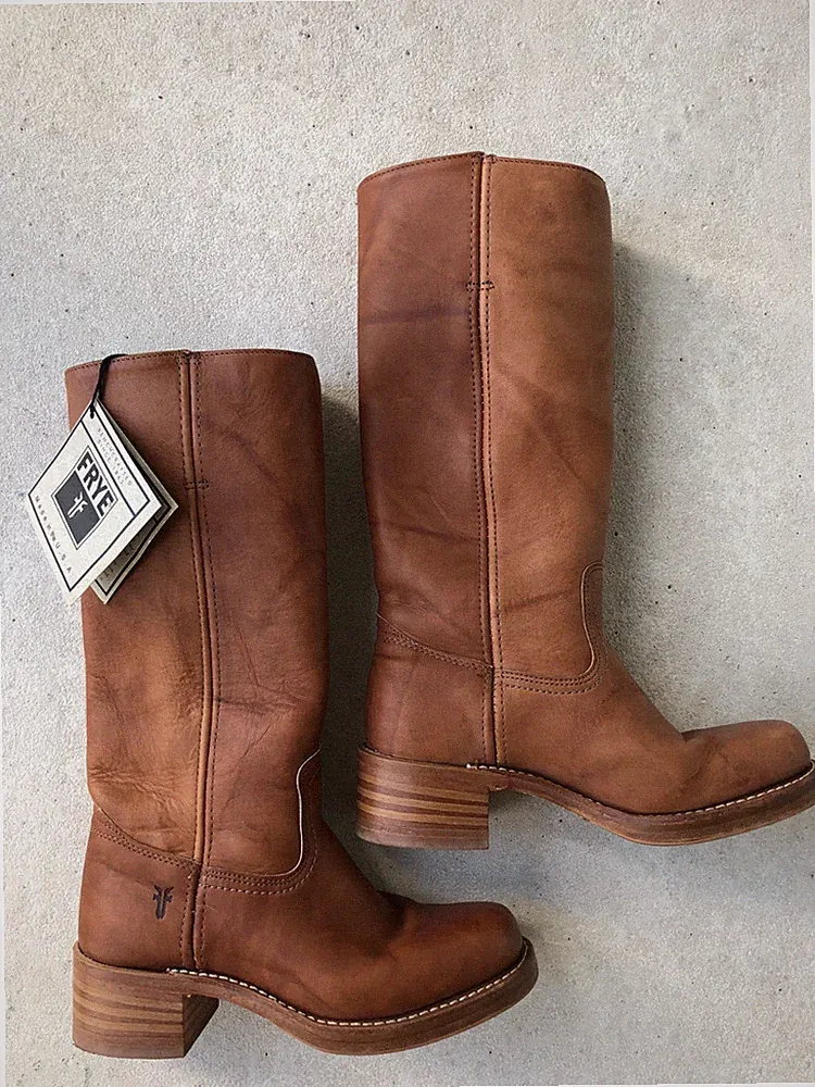 FRYE Boots Stiefel 1x kurz benutzt Gr. 7 (US) Leder SADDLE Gummisohle v Schuster