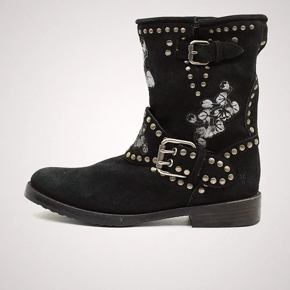 Frye Damen 3476700-BLK Stiefel Schwarz Wildleder Boots Bikerstiefel EU 39