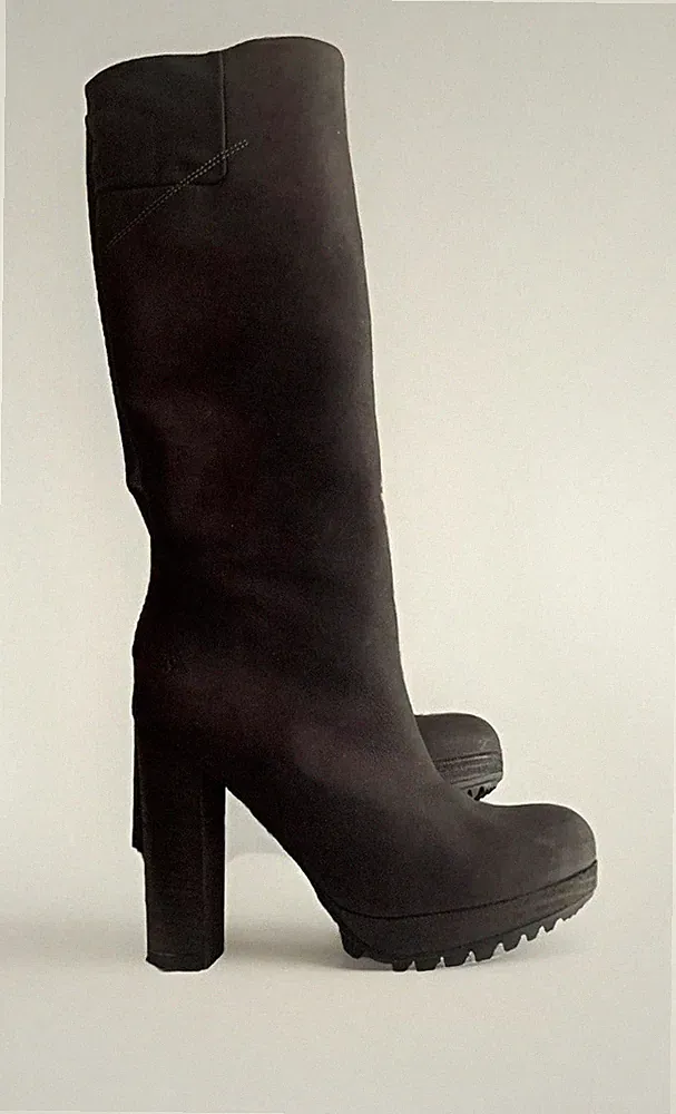 G-Star RAW Damen Lederstiefel Plateau High Heel – Schwarz/Grau, Gr. 37