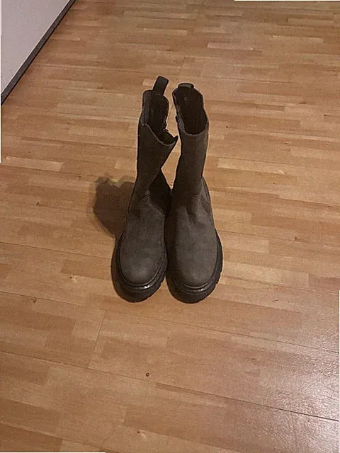 G-Star RAW Leder Boots / Chelsea Stiefel – Dunkelgrau/Khaki – Gr. 37