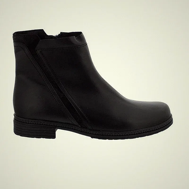 Gabor Bootie, Foulardcalf / Caruso (Mel.), schwarz, Reißverschluss, Wechselfußbe