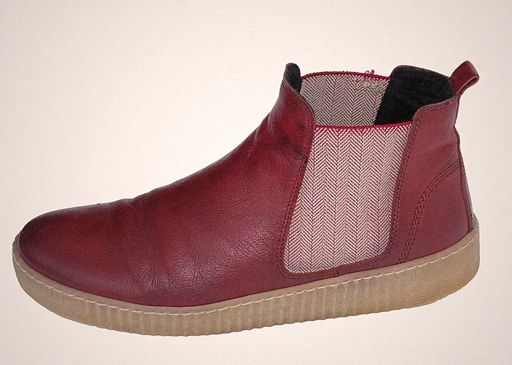❤️ Gabor Chelsea Boots Leder Rot Damen Gr. ca. 40 Warm Gefüttert TOP ❤️