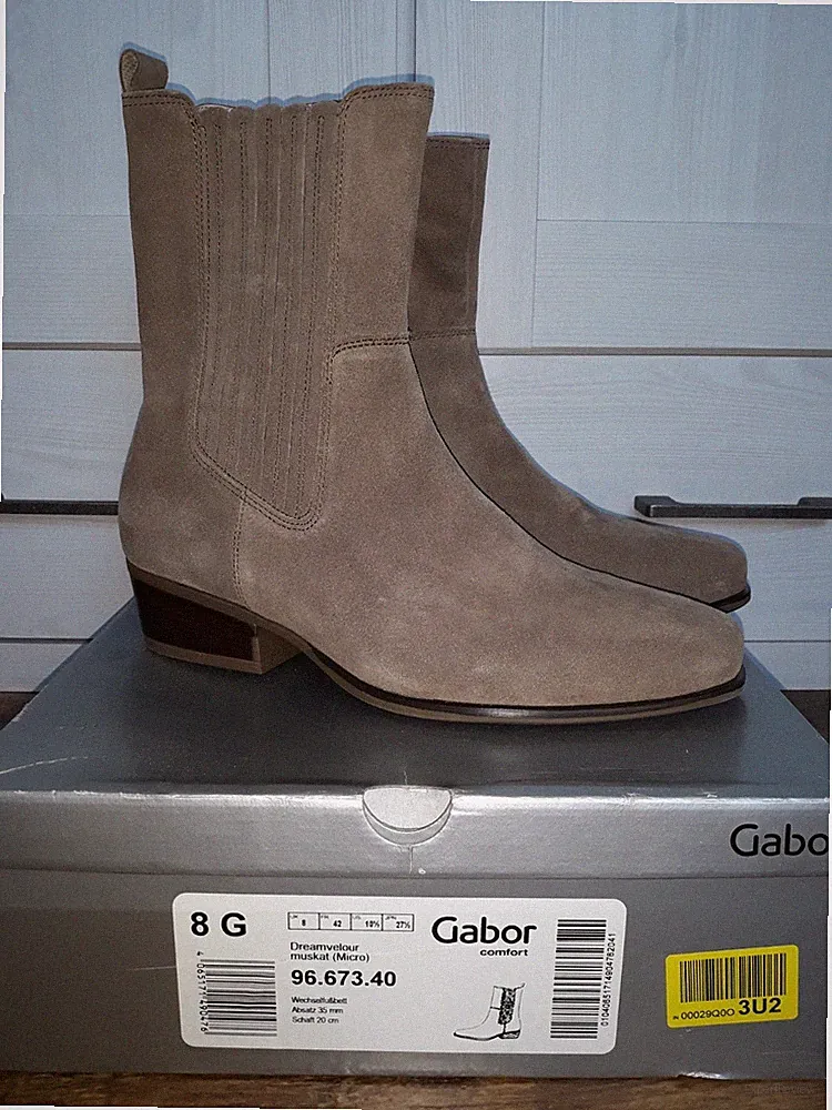 Gabor Comfort Cowboy Biker Stiefelette Velours Leder Farbe Muskat Gr. 42