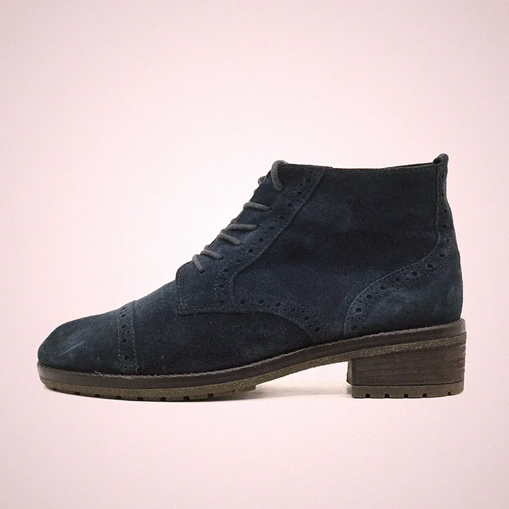 Gabor Damen Broguing Chelsea Stiefel Blau Wildleder Komfort Stiefeletten EU 38
