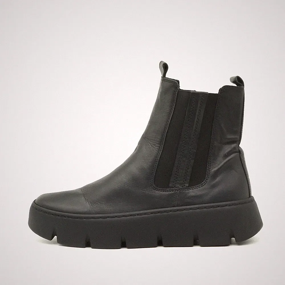Gabor Damen Chelsea Plateau Stiefelette Schwarz Leder Komfort Stiefel EU 38