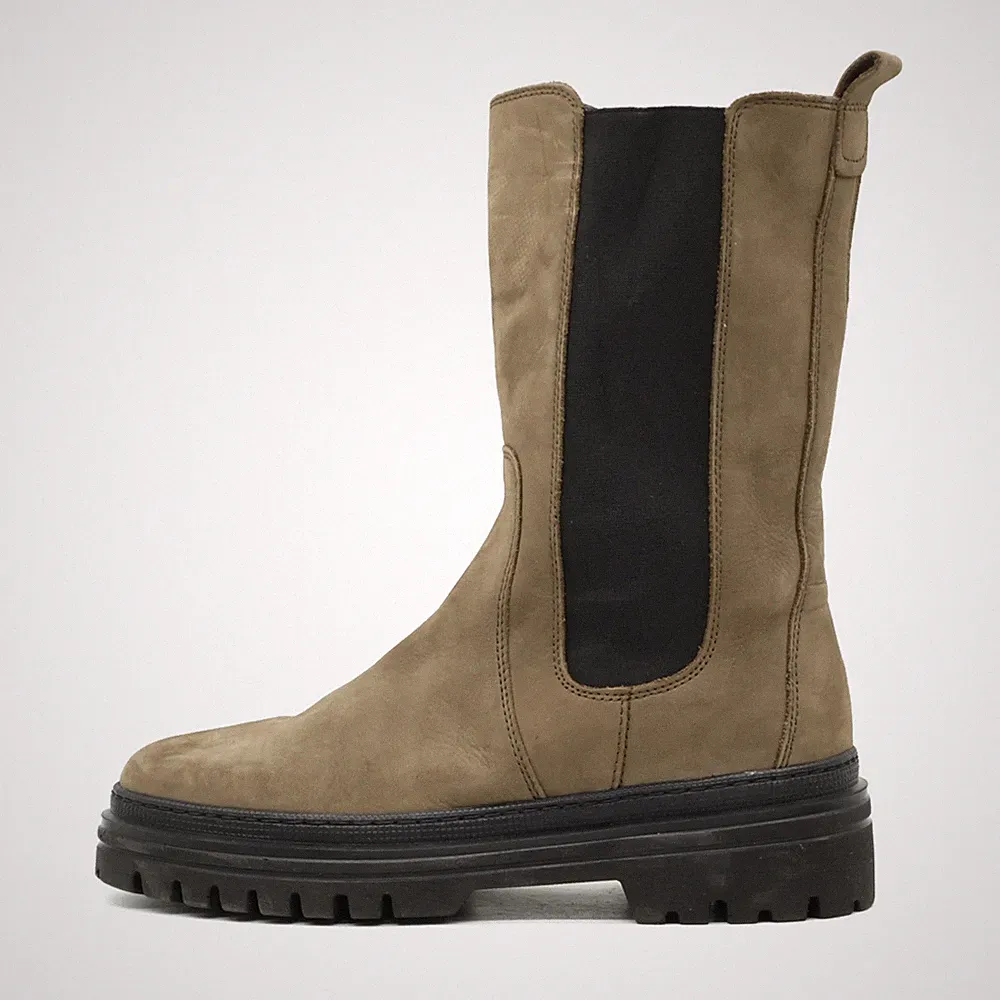 Gabor Damen Chelsea Stiefel taupe Leder Schlupfstiefel Komfort Boots EU 39
