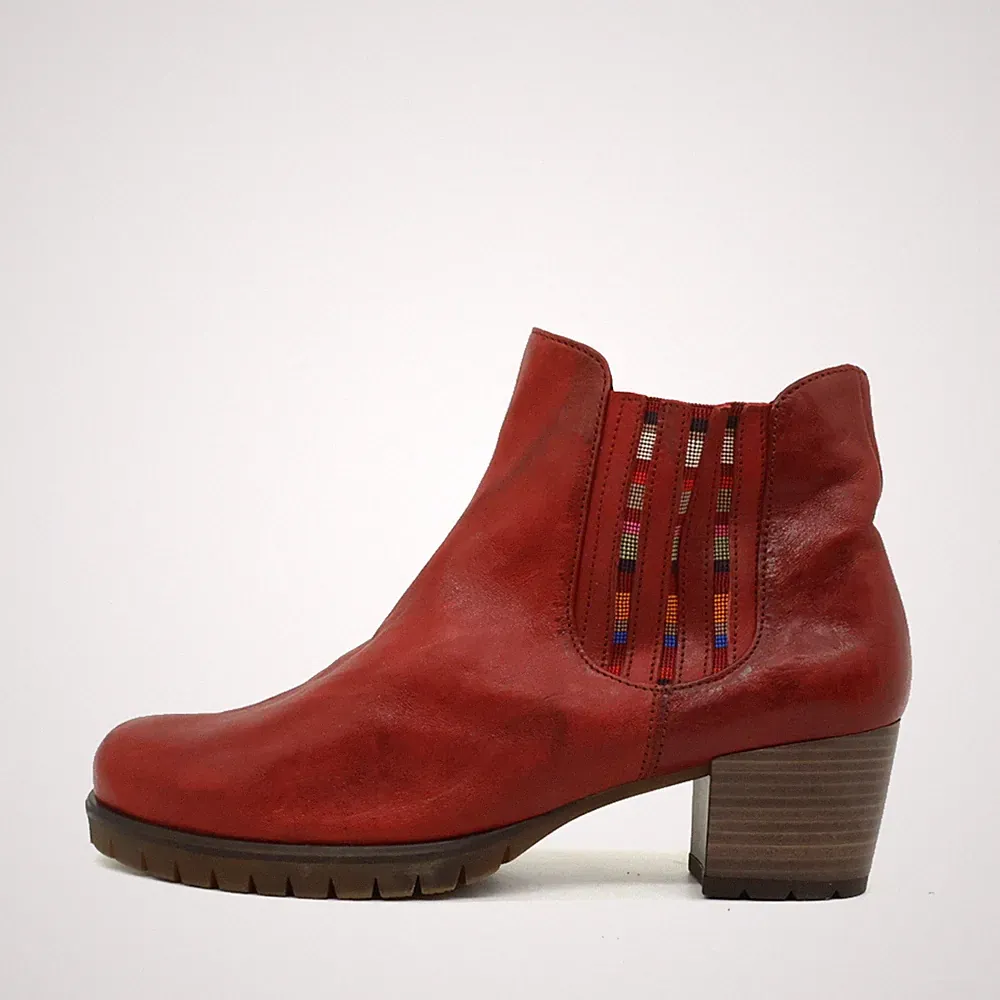 Gabor Damen Chelsea Stiefelette Stiefeletten Rot Leder Comfort Boots EU 38,5