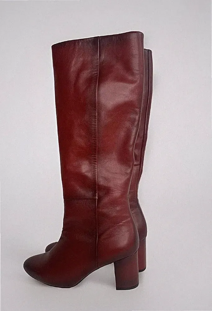 Gabor Damen Lederstiefel Rot | Hochwertige Echtleder Langschaft-Stiefel | Blocka