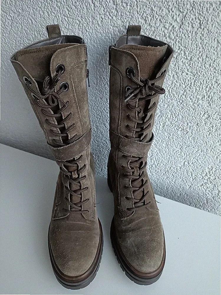 Gabor Damen Schnürstiefel Winterstiefel Boots Größe 38 UK 5 M Oliv Leder Top