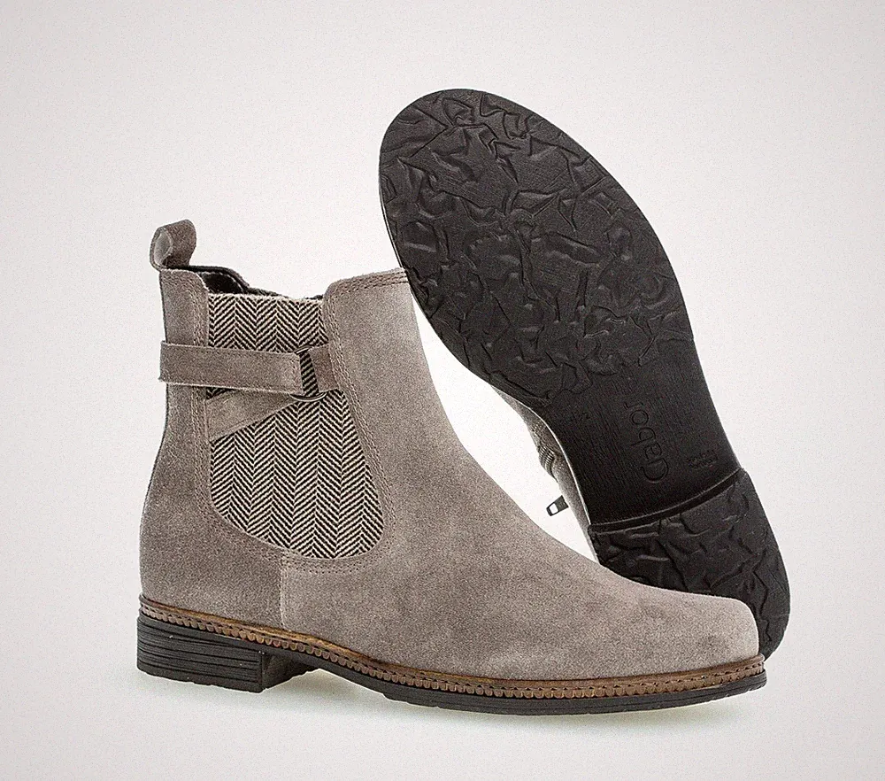 Gabor Damen Schuhe Stiefeletten Stiefel Chelsea Boots grau wallaby Leder Gr. 42