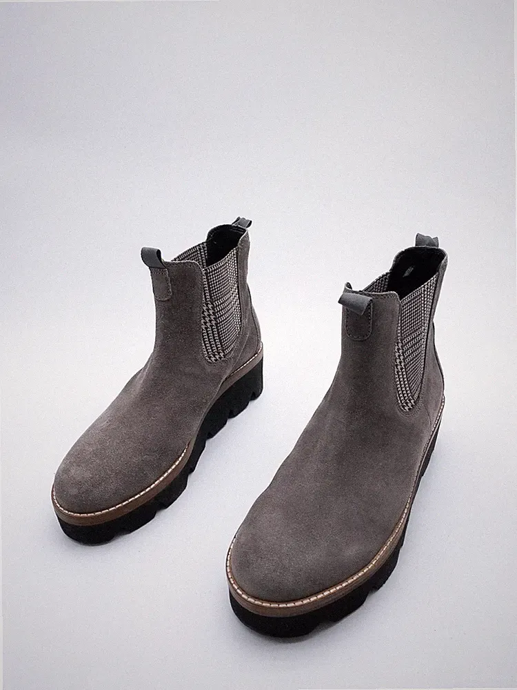 Gabor Damen Stiefel Chelsea Boots Stiefelette Leder Grau Gr.38,5 EU Art.39727-80