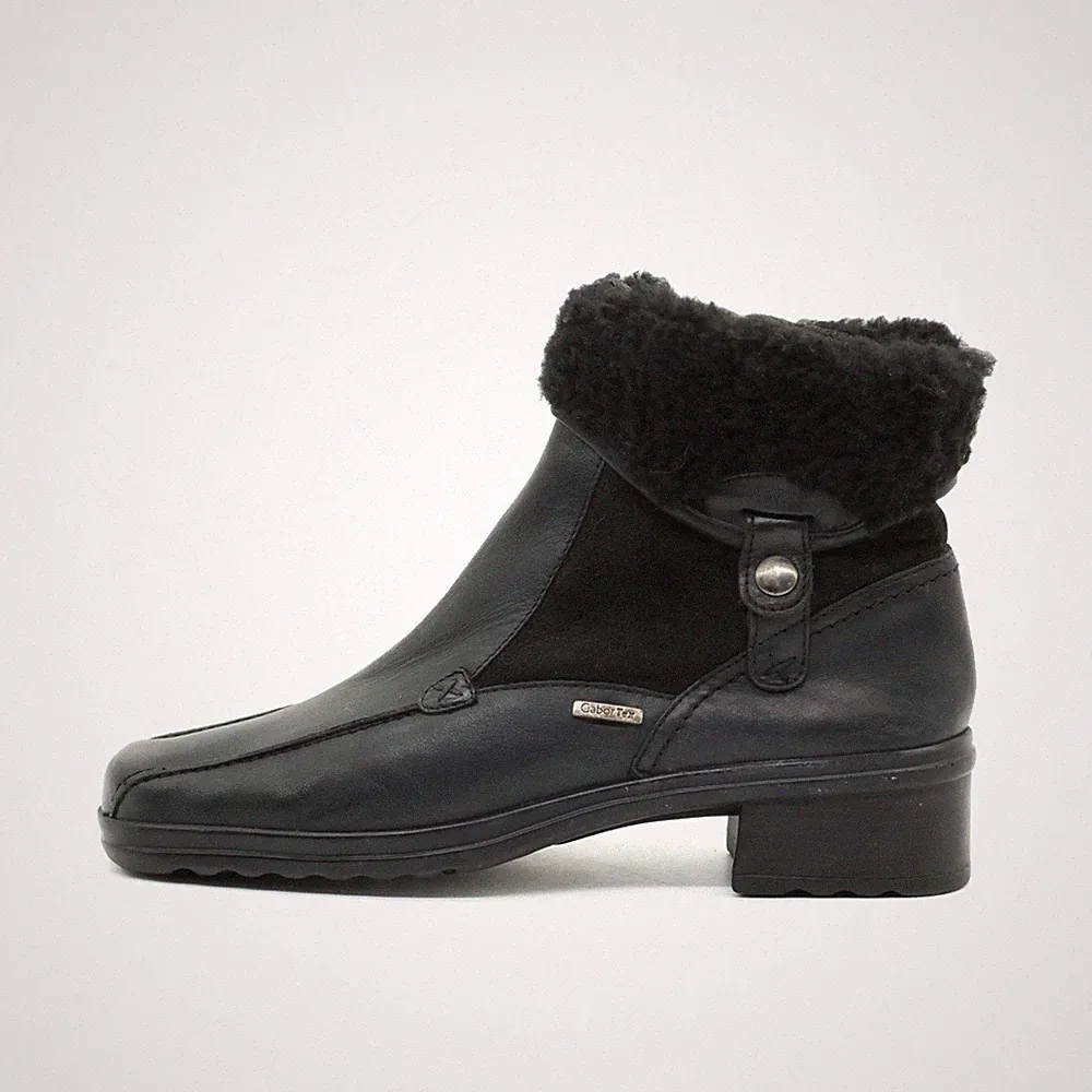 Gabor Damen Stiefel Schwarz Leder Knöchel Gefüttert, Komfort Stiefelette EU 37