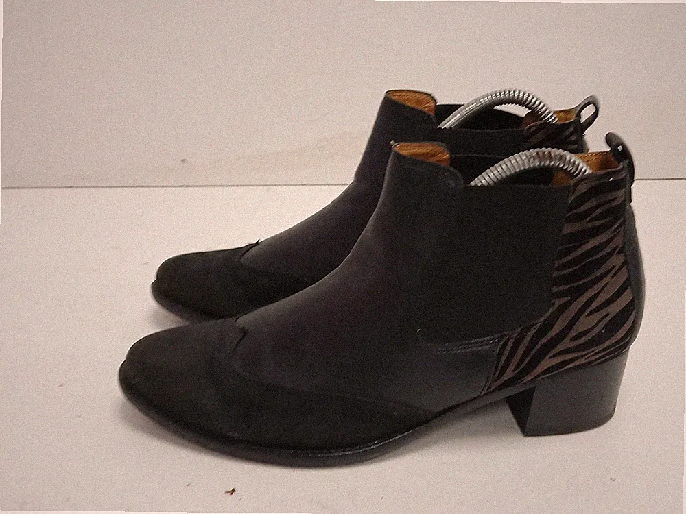 Gabor Damen Stiefelette schwarz/braun Zebramuster Leder/Wildleder UK(5,5)EU(38,5)A33