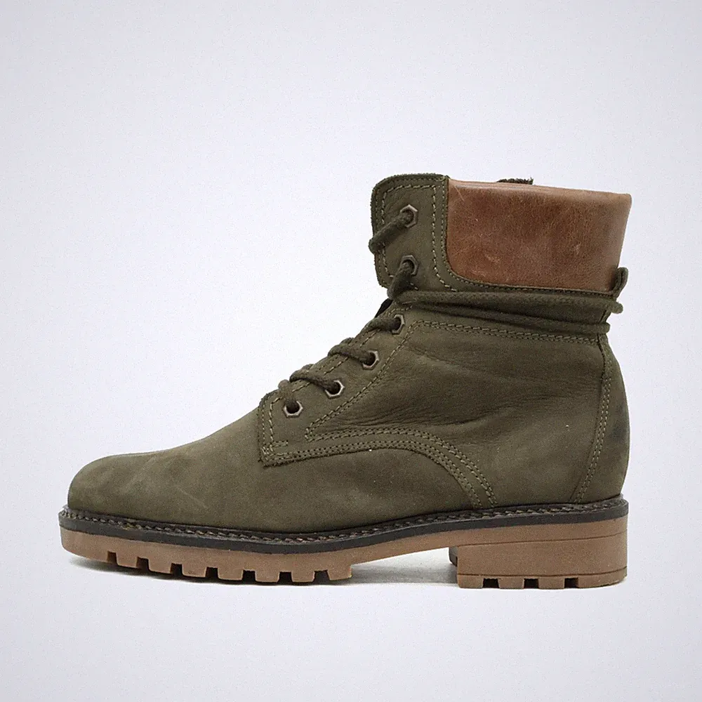 Gabor Damen Vintage Stiefel Oliv olivgrün Leder Boots Stiefeletten EU 38