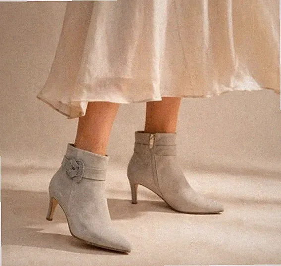 GABOR ELEGANTE 39 High Heel Stiefelette 6 LEATHER BOOTIE Grau Stiefel Neu