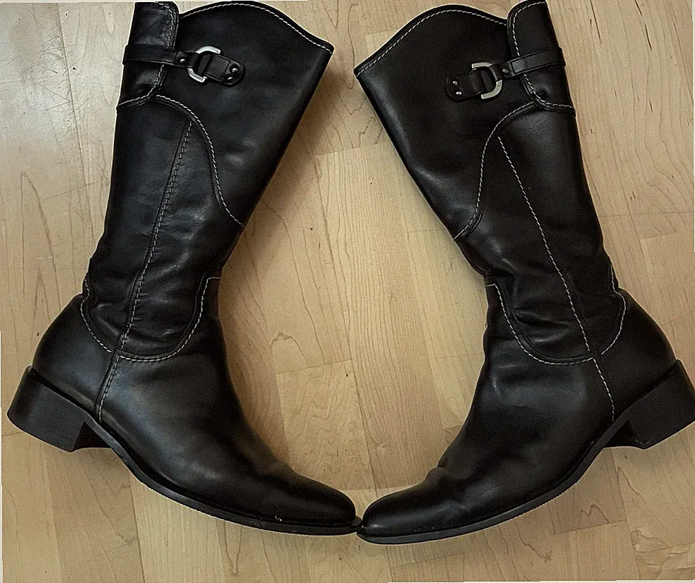Gabor Fashion Cowboy Stiefel Leder Leicht Gefüttert Schwarz Gr.7 (40.5/41)