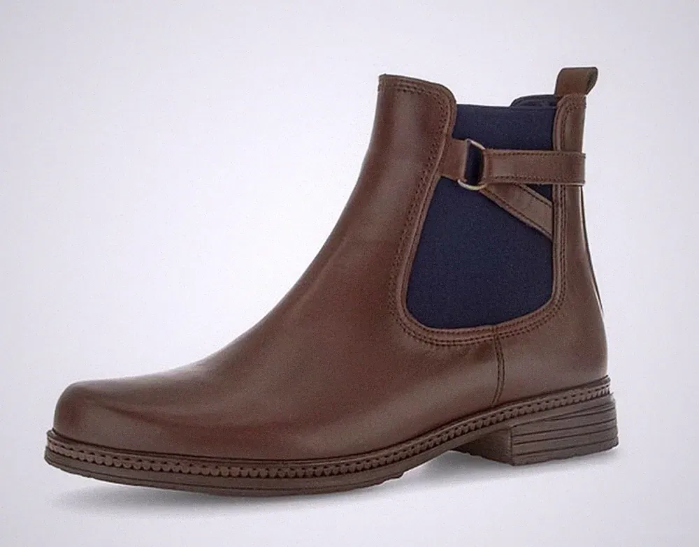 Gabor Fashion Stiefelette Braun Leder Chelsea Einlage Stiefel Reißverschluß Warm