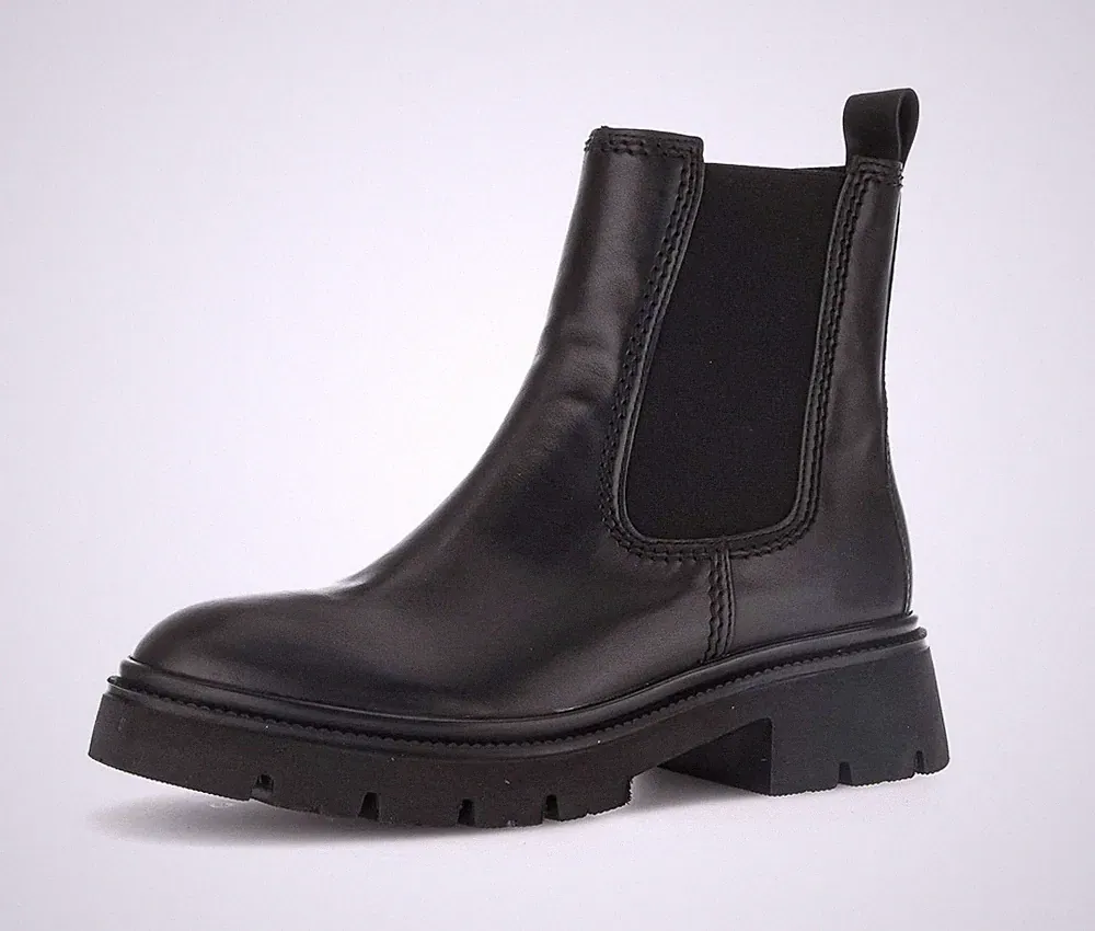 Gabor Fashion Stiefelette Schwarz Leder Chelsea Boot Warm Einlagen Blockabsatz