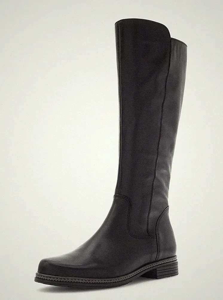 Gabor Langschaftstiefel Schwarz Glattleder Stiefel Reißverschluss Schaftweite M