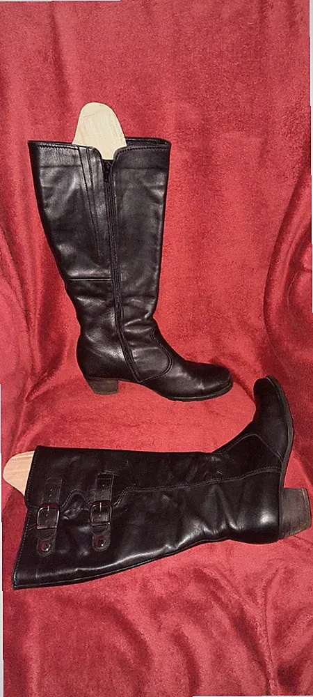 Gabor Reiterstiefel Glatt LEDER 6 1/2 Elegant & Sportlich Vintage 40 Schwarz