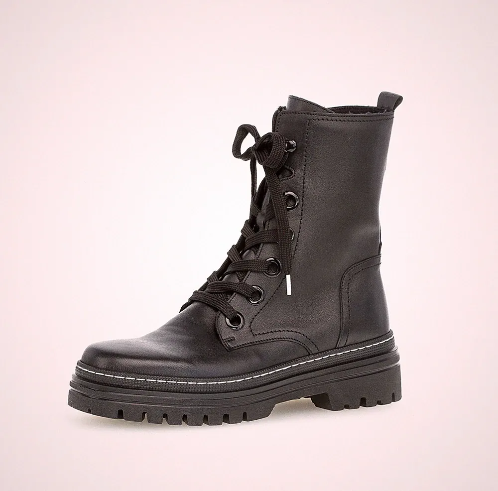 Gabor Stiefel Combat Worker Boots schwarz modisch Leder Reißverschluss