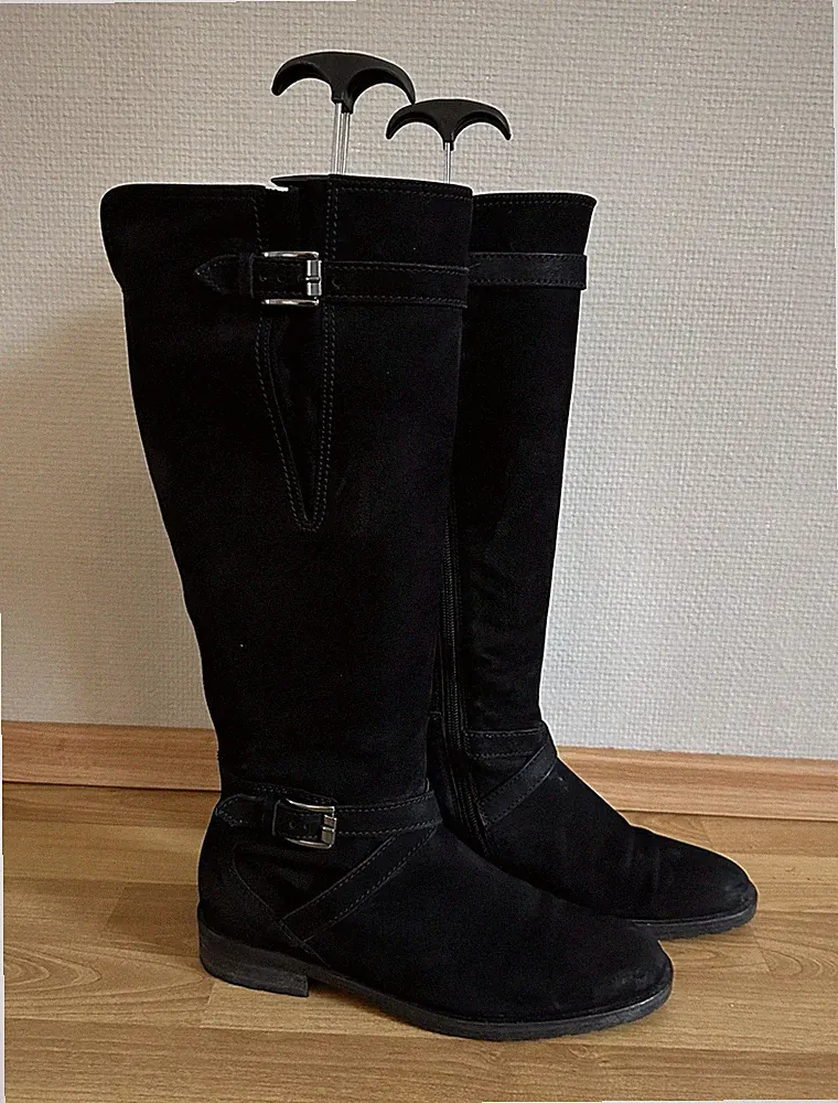 Gabor Stiefel Wildleder Schwarz Gr. 4,5 bzw. 37,5 Schaftweite L